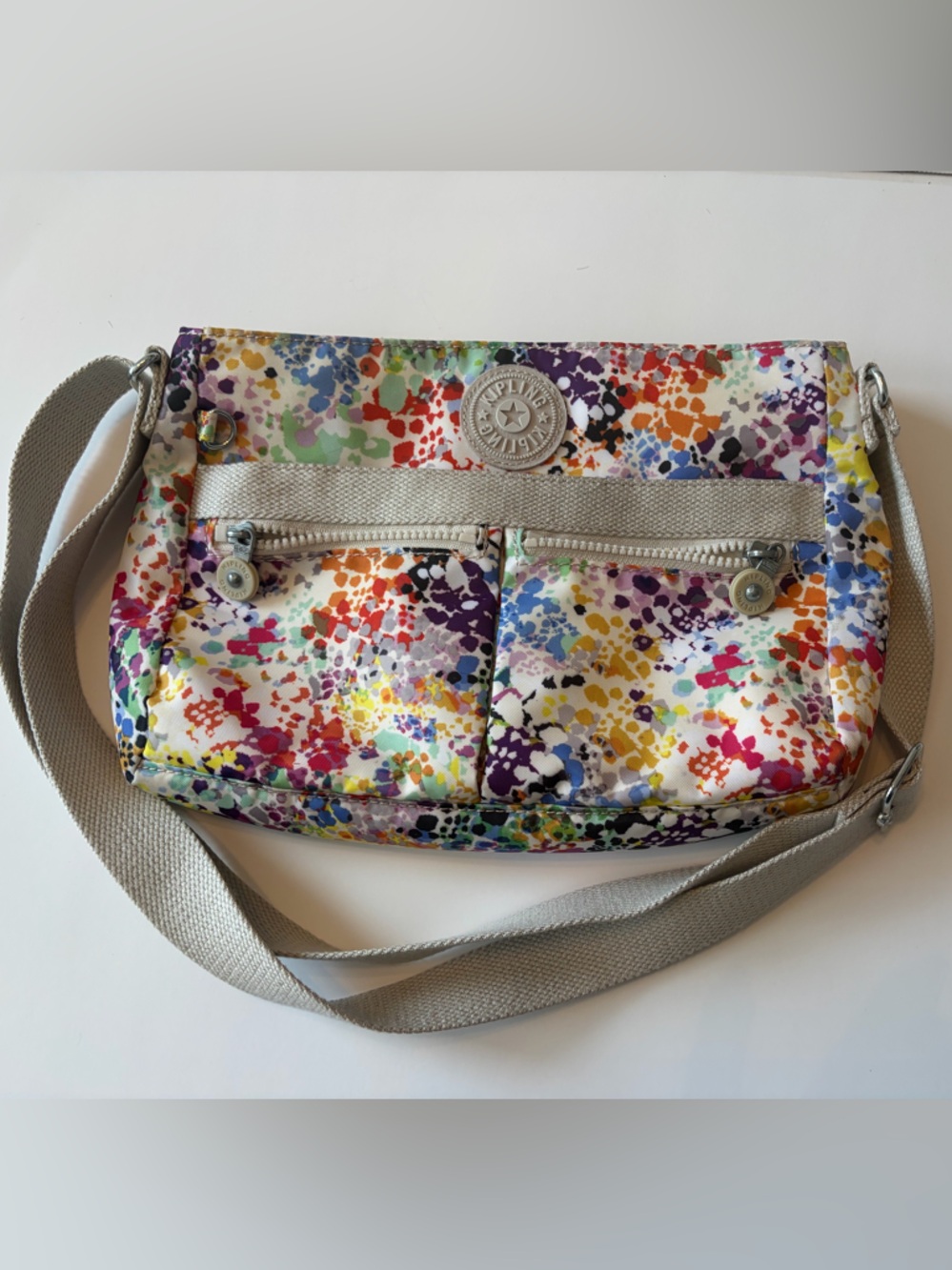 Kipling Angie Crossbody Bag in Rainbow Splatter‎